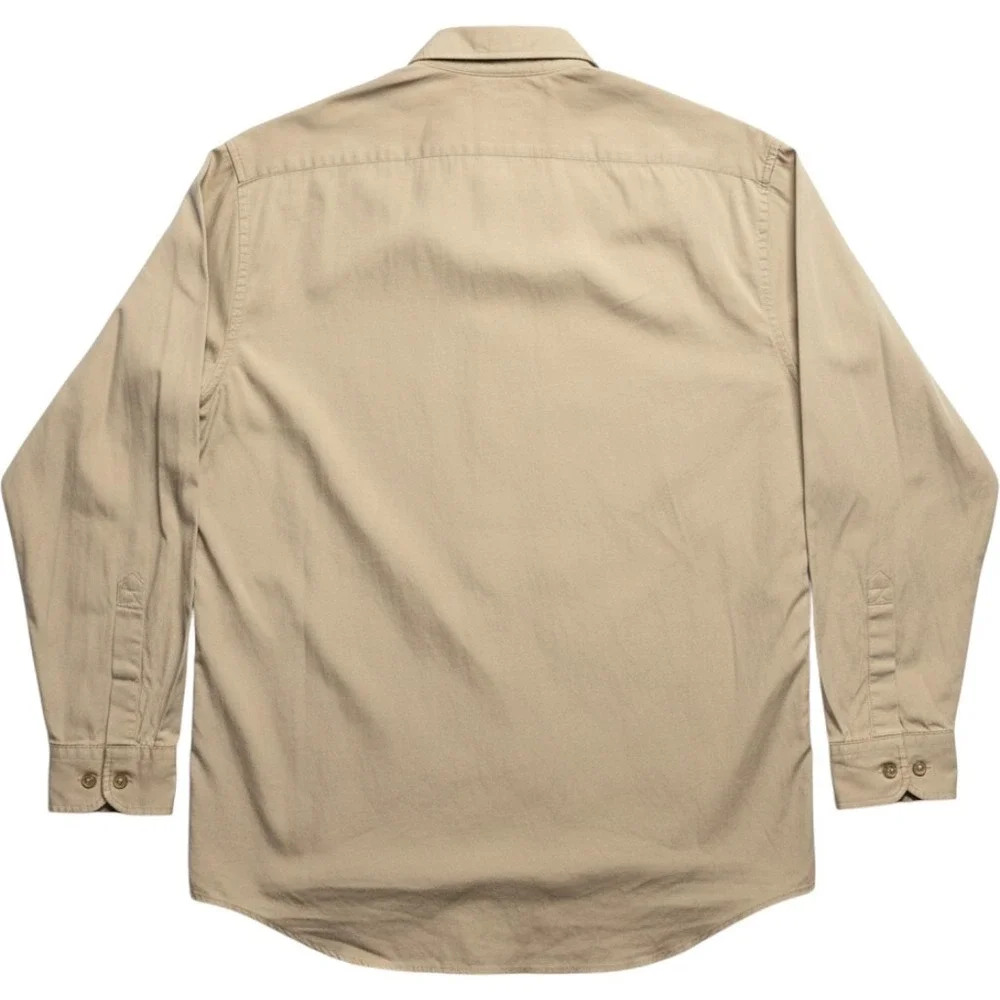 Polo Ralph Lauren Mens Tan Khaki Cotton Utility Work Shirt Button Down Size 90